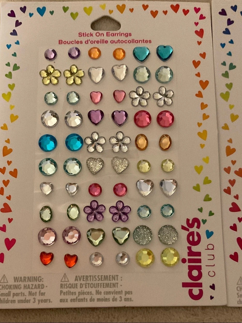 claires Multicolor Stick-On Earrings NWT